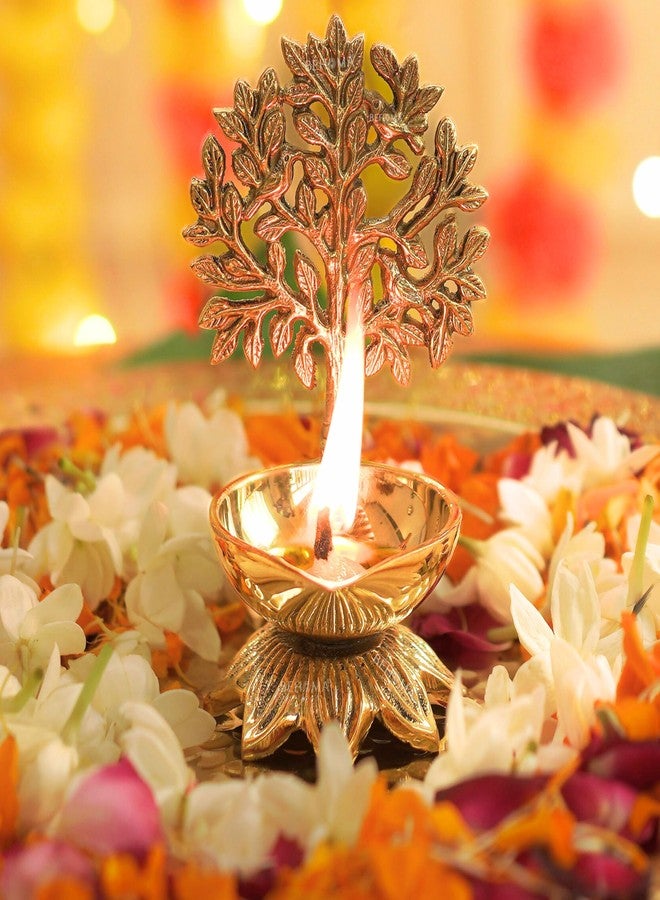 Behoma 100% Pure Brass Kalpavriksha Diya for Puja - Set of 2 | Religious Deepak for Mandir, Temple, Office & Home Decoration | Handcrafted Life Tree Diya for Pooja Room & Housewarming Gift - Image 5